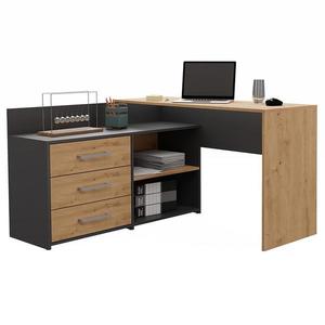 Psací stůl rohový Dany antracit/artisan obraz