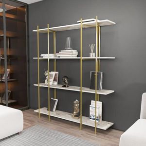 Knihovna Moss - White, Gold obraz