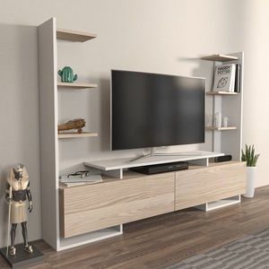 TV stolek Ava - White, Oak obraz
