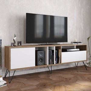 TV stolek Mistico (180) - Walnut, White obraz