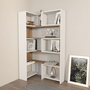 Knihovna Poyraz - White, Walnut obraz