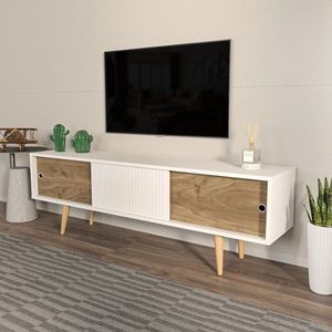 TV stolek Ecrin - White, Walnut obraz