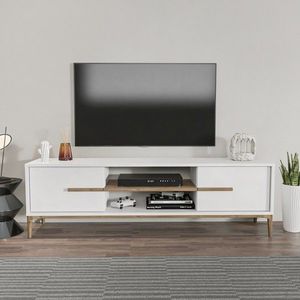 TV stolek Eslem - White, Walnut obraz