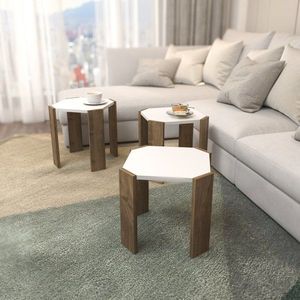 Konferenční stolek Lori - White, Walnut obraz