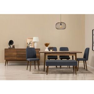 Set s rozkládacím stolem, židlemi a konzolou (7 kusů) Vina 03 1048 - Walnut, Dark Blue obraz