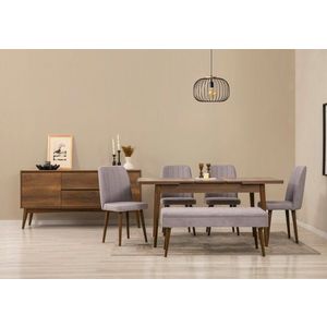 Set s rozkládacím stolem, židlemi a konzolou (7 kusů) Vina 03 0701 - Walnut, Grey obraz