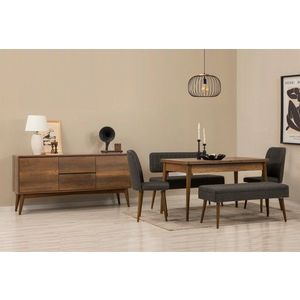 Set s rozkládacím stolem, židlemi a konzolou (6 kusů) Vina Bench 04 1053 - Walnut, Anthracite obraz