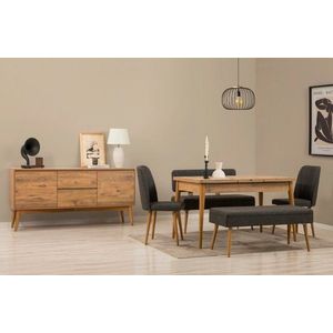 Set s rozkládacím stolem, židlemi a konzolou (6 kusů) Vina Bench 04 1053 - Atlantic Pine, Anthracite obraz