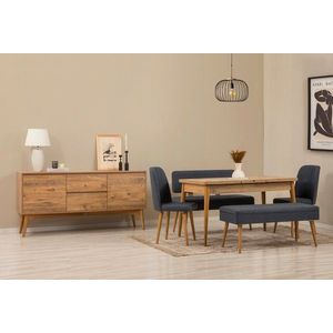 Set s rozkládacím stolem, židlemi a konzolou (6 kusů) Vina Bench 04 1048 - Atlantic Pine, Dark Blue obraz