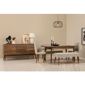 Set s rozkládacím stolem, židlemi a konzolou (6 kusů) Vina Bench 04 1005 - Walnut, Cream obraz
