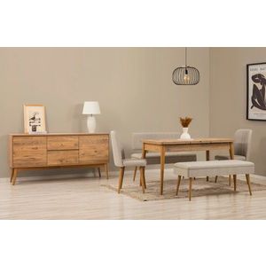 Set s rozkládacím stolem, židlemi a konzolou (6 kusů) Vina Bench 04 1005 - Atlantic Pine, Cream obraz