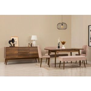 Set s rozkládacím stolem, židlemi a konzolou (6 kusů) Vina Bench 04 0900 - Walnut, Stone obraz