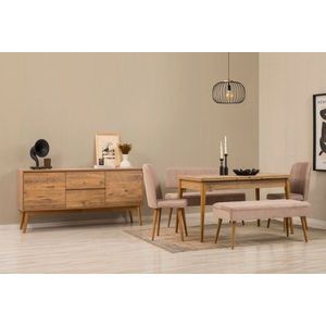 Set s rozkládacím stolem, židlemi a konzolou (6 kusů) Vina Bench 04 0900 - Atlantic Pine, Stone obraz