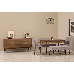 Set s rozkládacím stolem, židlemi a konzolou (6 kusů) Vina Bench 04 0701 - Walnut, Grey obraz