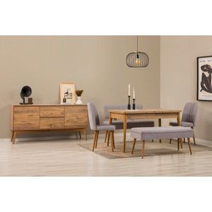 Set s rozkládacím stolem, židlemi a konzolou (6 kusů) Vina Bench 04 0701 - Atlantic Pine, Grey obraz