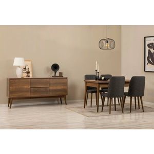 Set s rozkládacím stolem, židlemi a konzolou (6 kusů) Vina 01 1053 - Walnut, Anthracite obraz