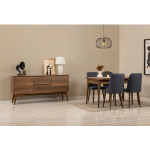 Set s rozkládacím stolem, židlemi a konzolou (6 kusů) Vina 01 1048 - Walnut, Dark Blue obraz