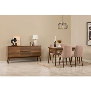Set s rozkládacím stolem, židlemi a konzolou (6 kusů) Vina 01 0900 - Walnut, Stone obraz