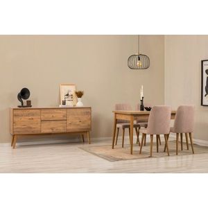 Set s rozkládacím stolem, židlemi a konzolou (6 kusů) Vina 01 0900 - Atlantic Pine, Stone obraz
