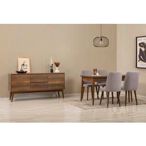 Set s rozkládacím stolem, židlemi a konzolou (6 kusů) Vina 01 0701 - Walnut, Grey obraz