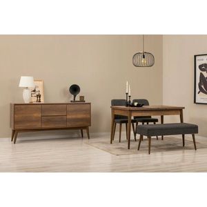 Set s rozkládacím stolem, židlemi a konzolou (5 kusů) Vina 02 1053 - Walnut, Anthracite obraz