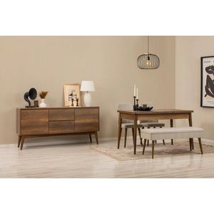 Set s rozkládacím stolem, židlemi a konzolou (5 kusů) Vina 02 1005 - Walnut, Cream obraz