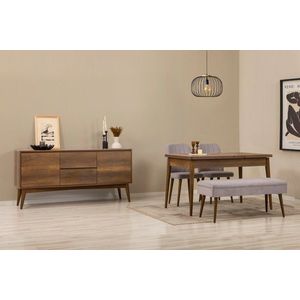 Set s rozkládacím stolem, židlemi a konzolou (5 kusů) Vina 02 0701 - Walnut, Grey obraz