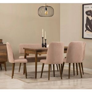 Jídelní set s rozkládacím stolem a židlemi (6 kusů) Vina - Walnut, Stone obraz