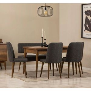 Jídelní set s rozkládacím stolem a židlemi (6 kusů) Vina - Walnut, Anthracite obraz