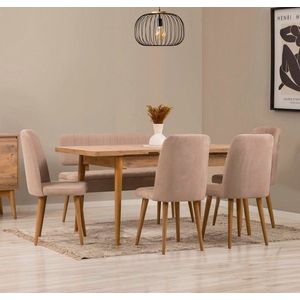Jídelní set s rozkládacím stolem a židlemi (6 kusů) Vina - Atlantic Pine, Stone obraz