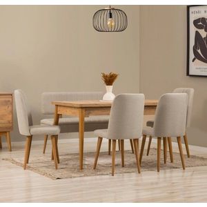 Jídelní set s rozkládacím stolem a židlemi (6 kusů) Vina - Atlantic Pine, Cream obraz
