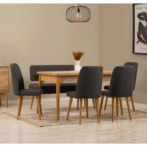 Jídelní set s rozkládacím stolem a židlemi (6 kusů) Vina - Atlantic Pine, Anthracite obraz