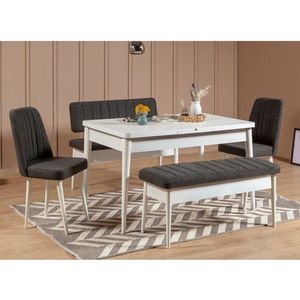 Jídelní set s rozkládacím stolem a židlemi (5 kusů) Vina White Anthracite obraz