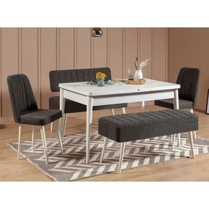 Jídelní set s rozkládacím stolem a židlemi (5 kusů) Vina 1053 - 4 - Anthracite, White obraz