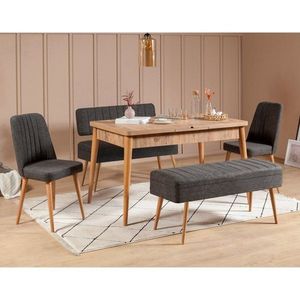 Jídelní set s rozkládacím stolem a židlemi (5 kusů) Vina 1053 - 4 - Anthracite, Atlantic obraz