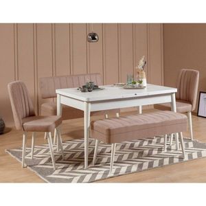 Jídelní set s rozkládacím stolem a židlemi (5 kusů) Vina 0900 - 4 - White, Stone obraz
