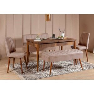 Jídelní set s rozkládacím stolem a židlemi (5 kusů) Vina 0900 - 4 - Walnut, Stone obraz