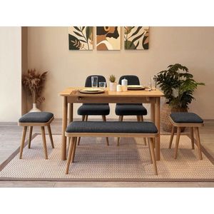 Jídelní set s rozkládacím stolem a židlemi (6 kusů) Vina Mini 03 1053 - Oak, Anthracite obraz