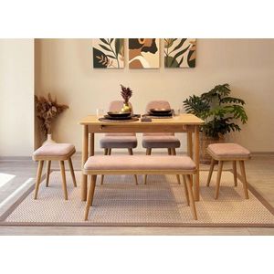 Jídelní set s rozkládacím stolem a židlemi (6 kusů) Vina Mini 03 0900 - Oak, Stone obraz