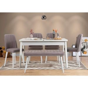 Jídelní set s rozkládacím stolem a židlemi (6 kusů) Santiago White Grey obraz