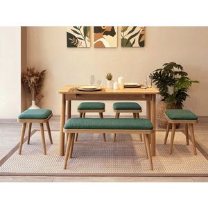 Jídelní set s rozkládacím stolem a židlemi (6 kusů) Vina Mini 06 1070 - Oak, Green obraz