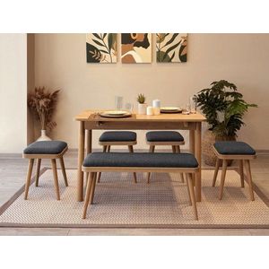 Jídelní set s rozkládacím stolem a židlemi (6 kusů) Vina Mini 06 1053 - Oak, Anthracite obraz