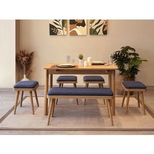 Jídelní set s rozkládacím stolem a židlemi (6 kusů) Vina Mini 06 1048 - Oak, Dark Blue obraz