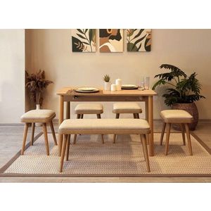 Jídelní set s rozkládacím stolem a židlemi (6 kusů) Vina Mini 06 1005 - Oak, Cream obraz