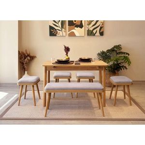Jídelní set s rozkládacím stolem a židlemi (6 kusů) Vina Mini 06 0701 - Oak, Soho Grey obraz