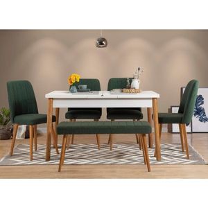 Jídelní set s rozkládacím stolem a židlemi (6 kusů) Santiago Atlantic-White Green obraz