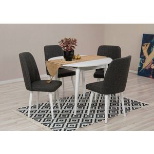 Jídelní set s rozkládacím stolem a židlemi (5 kusů) Vina 1053 - White, Anthracite obraz