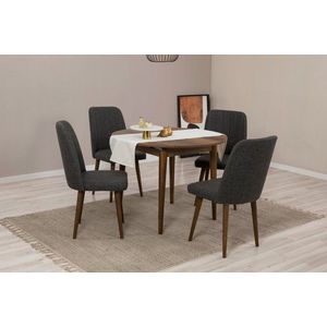 Jídelní set s rozkládacím stolem a židlemi (5 kusů) Vina 1053 - Anthracite, Walnut obraz