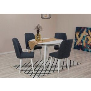 Jídelní set s rozkládacím stolem a židlemi (5 kusů) Vina 1048 - White, Navy Blue obraz