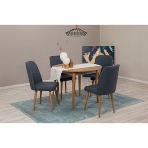 Jídelní set s rozkládacím stolem a židlemi (5 kusů) Vina 1048 - Atlantic Pine, Navy Blue obraz